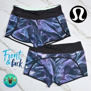 Lululemon Speed Up Shorts 4" Women's 8 Purple Blue Geometric Running Gym Leisure